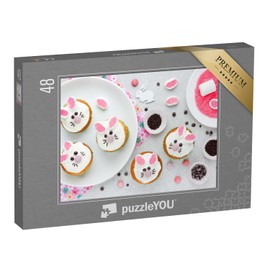 puzzleYOU: 48 Piece Cute Easter Bunny Cupcakes Puzzle - From the Holiday Puzzle Collection