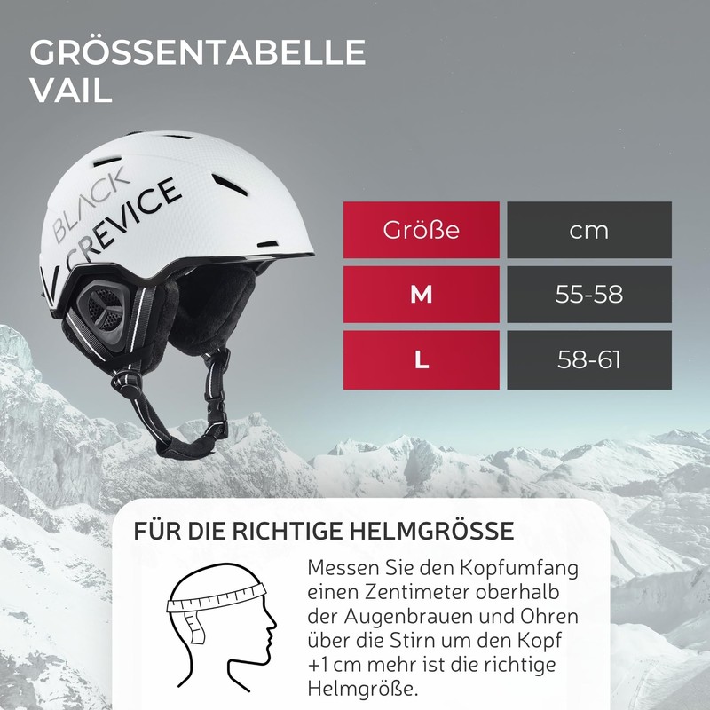 Black Crevice Vail Ski Helmet Matt White Carbon/Black, L (58-61