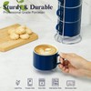 NWYSZ 10 Ounce Blue Porcelain Stackable Cappuccino Cups with Stainless