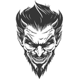 Creepy Black and White Demon Devil Head Cartoon Vinyl Decal Sticker (4" Tall)