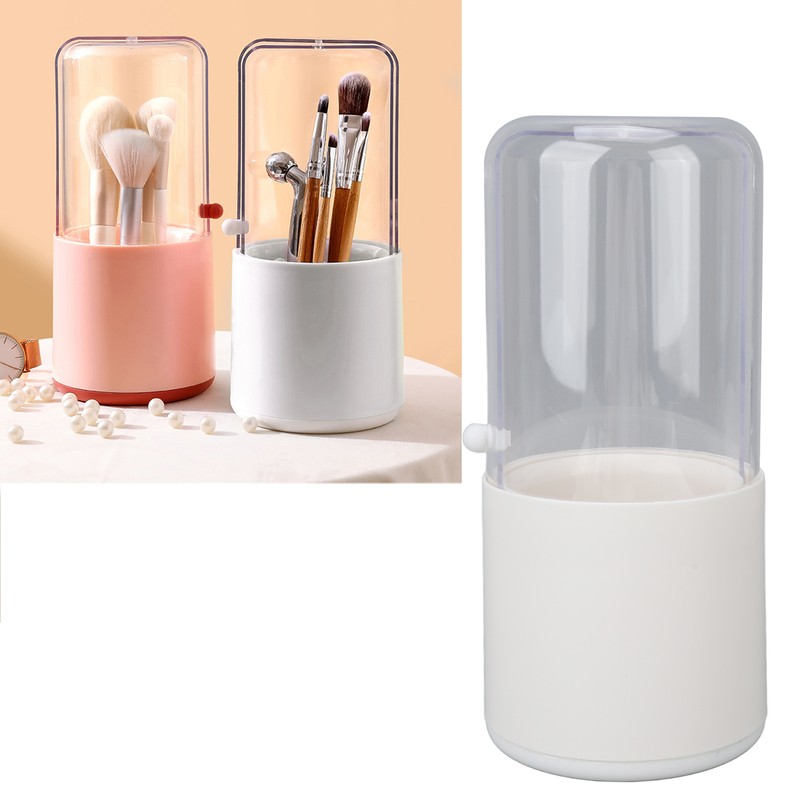 Makeup Brush Holder White with Pearl Filling Rotating 180 Degree