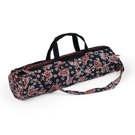 NOVICA Artisan Handcrafted Cotton Batik Yoga Mat Bag Javanese Handbags Black Orange Carriers Printed Indonesia Floral ' Stars and Roses'