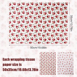 30 Sheets Rose Tissue Paper, 19.68x13.78 Inch Floral Printed Tissue Paper Gift Packaging Rose Printed Wrapping Paper for Birthday Weddings Party Art DIY Crafts Supplies