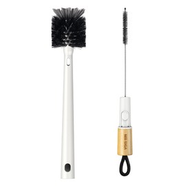 MR.SIGA Water Bottle Brush and Straw Cleaner Brush, Long Handle Bottle Cleaner Brush, 2 in 1 Bottle Cleaning Brush for Sports Bottles, Baby Bottles, Mugs, Straws, White