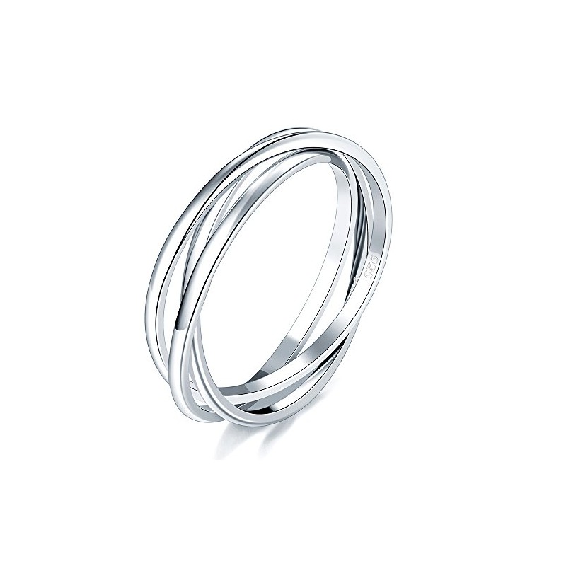 BORUO 925 Sterling Silver Ring, Fidget Ring Anxiety Ring, Triple