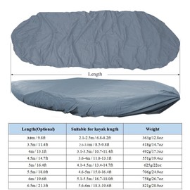TJFU Kayak Cover,Waterproof Kayak Canoe Cover for Outdoor Storage Grey for Fishing Boat Kayak (16.7-18ft)