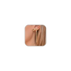 Bow Earrings for Women 14K Gold Plated Bow Stud Earrings Bow Dangle Drop Earrings Trendy Prom Earrings Drop Long Earrings Gold Earrings for Women Gold Jewelry Christmas Gifts for Wome (Gold)