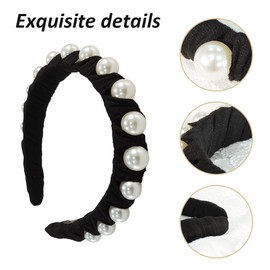 scicent Hair Accessories 2 Pieces Fabric Headband Shiny Headband Fashion Hair Band with Glitter Beads Plain Hair Bands Fashionable Hair Accessories for Women Girls Bridal Headband - 29405