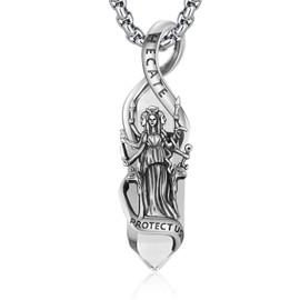 DRINSPER Hecate Necklace Healing Crystal Hekate Triple Goddess Witches Pendant 925 Sterling Silver Hecate Quartz Crystal Ancient Greek Mythology Witchcraft Moon Magic Amulet Jewelry for Women Men