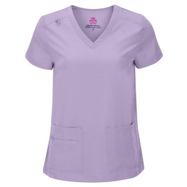 Natural Uniforms Women's Cool Stretch V-Neck Top and Cargo Pant Set (Lavender, Small)