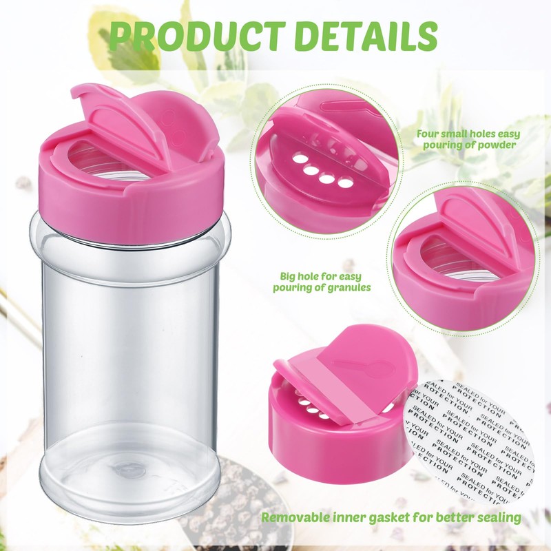 36 Pcs Plastic Spice Jars with Shaker Lids, 5.5oz, Pink