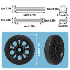 Volein Pack of 4 Suitcase Castors Replacement Wheels 55 x 11 mm Suitcase Replacement Wheels Black Wear-resistant Rubber Replacement Wheels for Suitcase with Double Wheels (Black-VN2)