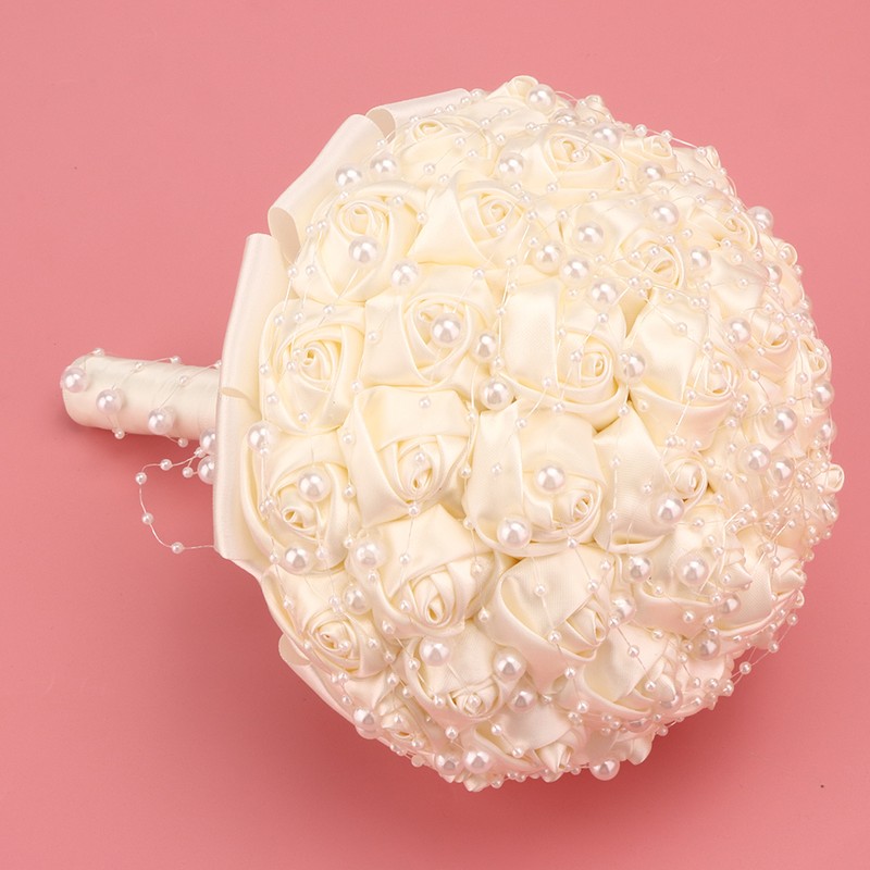 Delicate Bridal Buequet Crystal Artificial Pearl Holding Flowers Wedding Decor