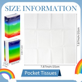 Paquete de 20 pañuelos de bolsillo a granel, tela de viaje suave de 3 capas, diseño de degradado de arco iris, 10 hojas por paquete, paquetes individuales pañuelos faciales portátiles para oficina