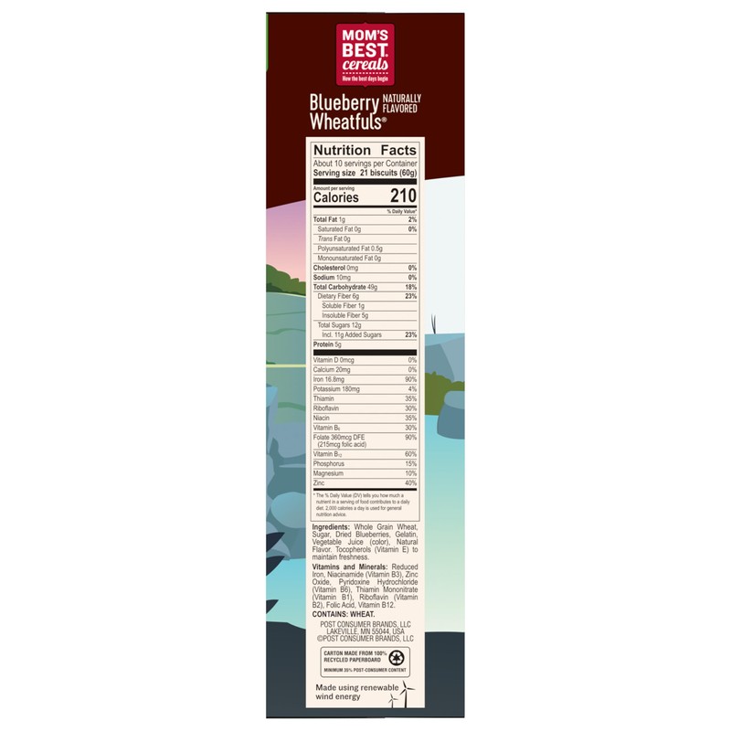 Mom's Best Blueberry Wheatfuls Shredded Wheat Cereal, Made with Whole