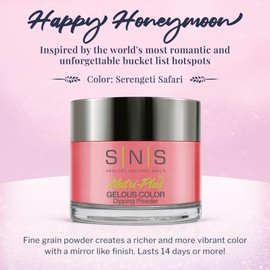 SNS Healthy Natural Nails SNS Nail Dip Powder, Gelous Color Dipping Powder - Serengeti Safari (Pink/Coral, Cream) - Long-Lasting Dip Nail Color Dip Nail Color Lasts 14 Days - Low Odor & No UV Lamp Needed - 1 Oz