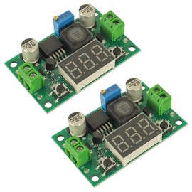 HUAREW LM2596 Adjustable Buck Converter 4.0-40V Input to 1.25-37V Output Voltage DC-DC Buck Converter Module with LED Display Voltmeter(Pack of 2 Pcs)