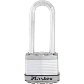 MASTER LOCK Heavu Duty Padlock [Key] [Laminated Steel] [Weatherproof] [XL Shackle] M1EURDLJ - Best Used for Storage Units, Sheds, Garages, Fences