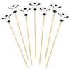 BambooMN 3.9 Inch Fancy Cow Cocktail Appetizers Bamboo Toothpick Picks,