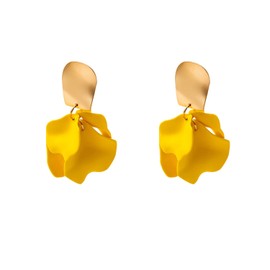 GUOXIAOMEI Chic Elegant Boho Red Rose Petal Dangle Resin Acrylic Tiered Matte Flower Earrings Statement Exaggerated Floral Tassel Earrings for Women, Large, Acrylic, No Gemstone