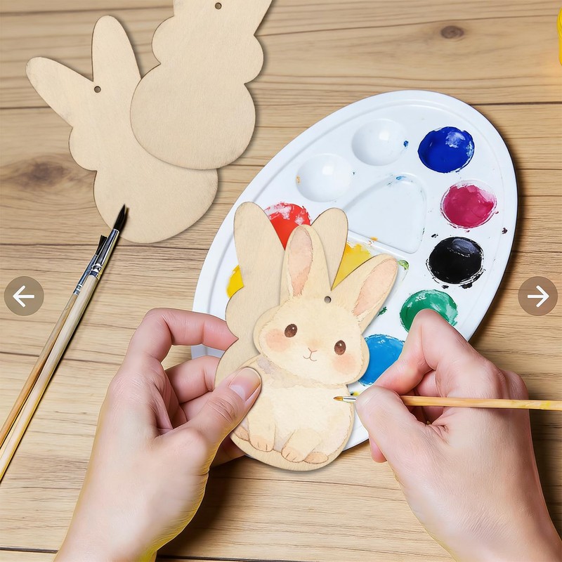 30Pcs 3.5" Wooden Easter Ornaments to Paint Spring Decoration Happy