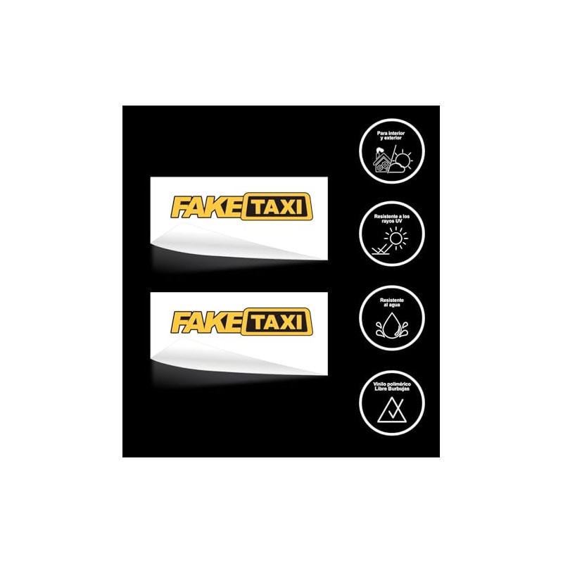 FakeTaxi 2 x Laminated Vinyl Polymeric Die Cut Car Stickers