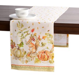 Maison d' Hermine Pumpkin Passion 100% Cotton Table Runner for Party | Dinner | Holidays | Kitchen | Thanksgiving/Christmas (Single Layer,14.5"x72")