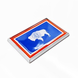 Perdecor Wyoming Flag Sticker Emblem Decal Car Chrome Flags, 2 Pack, 3 x 2 inches