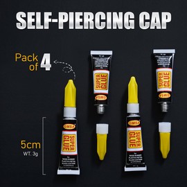 GMSA 4 Pack Super Glue All Purpose, Fastest & Toughest Adhesive 3g Instant Repair Unbreakable Bond, Strong Superglue Liquid for Hard Plastic, Rubber, Metal, Leather, Ceramics, Wood, DIY Craft