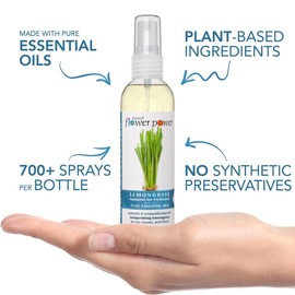 Natural Flower Power Air Freshener Spray - Odor Eliminator w/Essential Oils - Home, Car & Fabric - Cruelty Free & Vegan - Variety Pack - Lemongrass and Peppermint & Lemon - 2 x 4 fl oz