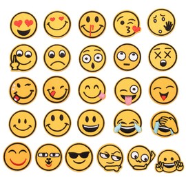 Aufnäher zum Aufbügeln, 26 Stück, Emoji, Knieschoner für Kinder, Patches für Rucksäcke, Jeans usw