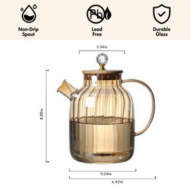 Glass Teapot, Stovetop Safe, 33.82 Ounce Clear Teapot with Removable Filter, Loose Leaf and Floral (Gold, 60.87)