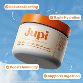 Jupi Wellness and Hydration Drink | Turmeric and Ginger Supplement with Vitamin C for Vitality & Energy | Blood Orange Flavor |