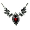Ivy Leaf Red Stone Gothic Victorian Style Necklace Deathrock Pendant
