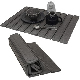 Hopegiver Dark Gray Stone Drying Mat for Kitchen Counter, 23.62"x15.35" Engraved Design Quick Dry Stone Mat, Super Absorbent Diatomaceous Earth Dish Drying Mat for Kitchen Bathroom, with Sanding Tools