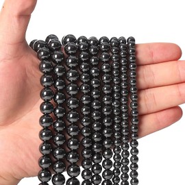 60 piezas de 6 mm de cuentas de gemas de hematita negra natural, cuentas de cristal de curación de energía redondas sueltas para hacer joyas, pulseras y collares de bricolaje