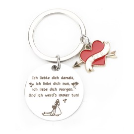 Stainless Steel Keyring with Heart-Shaped Pendant and Romantic Saying, Gift for Women, Couple, Husband, or as a Gift Girlfriend Birthday, Gifts for Girlfriend, Birthday Gift, silver
