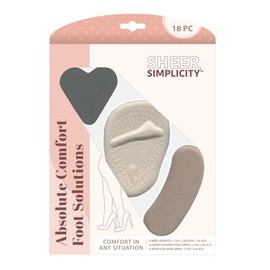 Sheer Simplicity Absolute Comfort Foot Solutions Set, 18PC – Includes 6 Heel Inserts, 6 Heart-Shaped Sole Grips & 6 Non-Slip Shoe Grips for Maximum Comfort & Stability