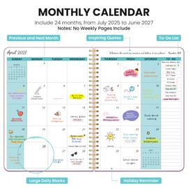 Monthly Planner 2025-2027, 2 Year Monthly Planner Calendar 2025-2027, July 2025 - June 2027, 7" x 10", 25-27 Monthly Calendar Planner, Perfect for School Office Home Planning -Petite Blooms
