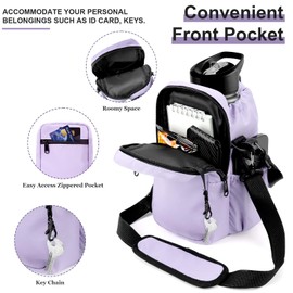 JRQCSJY Water Bottle Holder with Strap, 32/40oz Insulation Carrier Bag with Phone Pocket, Crossbody Sling Bag for Hiking Walking (Purple)