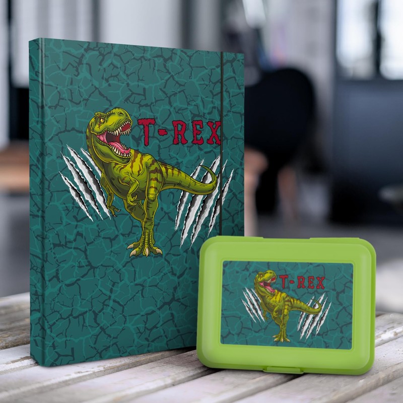 Baagl T-Rex Lunch Box - Green, Dinosaur, School, Camping, Family