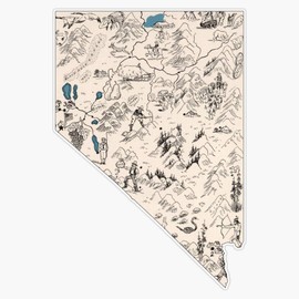 Nevada Vintage Picture Map Bumper Sticker Window Vinyl Decal 5"