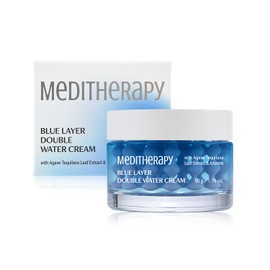 MEDITHERAPY Bluelayer Double Water Cream - Daily Face Moisturizer for Hydrating and Firming - Capsule and Gel Cream with Nano-hyaluronic Acid & Blue Agave for Radiant Glow - Suitable for All Skin Types - 1.76 oz.
