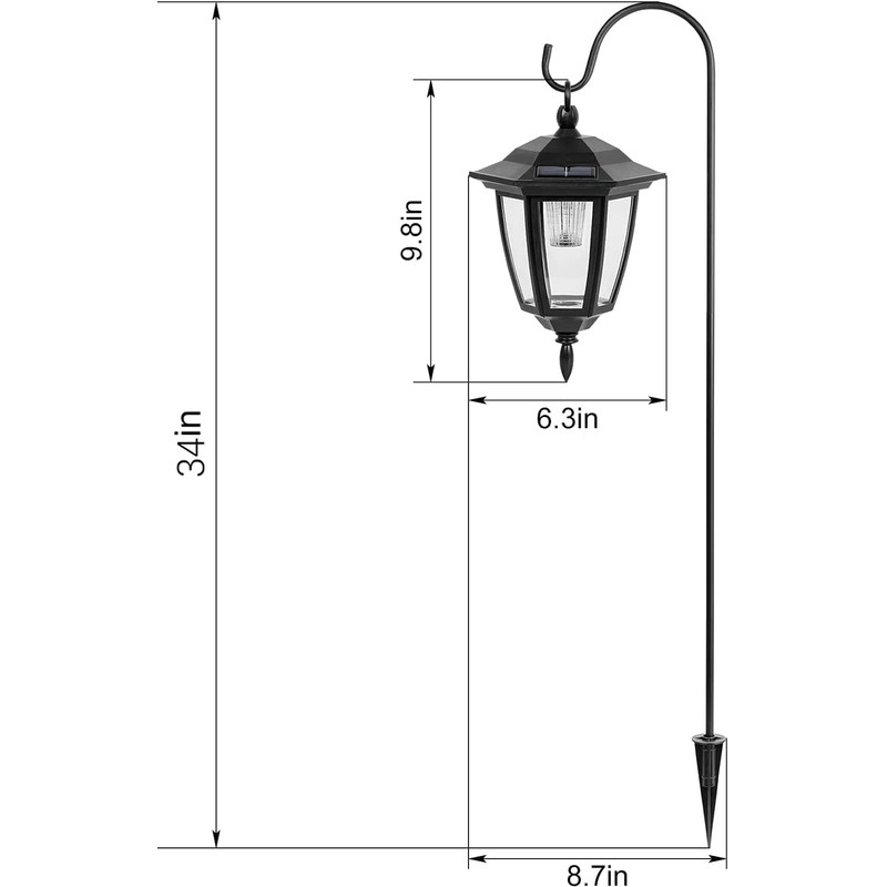 Viewsun 34 Inch Hanging Solar Lights, Shepherd Hook Lights with