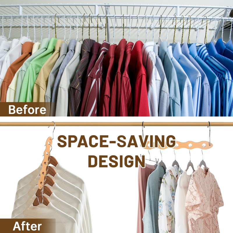 LALAGO Space Saving Clothes Hangers, Pack of 12 Multiple Wooden