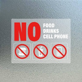 YIKIADA No Food Drinks Cell Phone Sticker 6 x 8 Inch Vinyl Removable Waterproof Self Adhesive Decal for Business School Outdoor Indoor 5 PCS