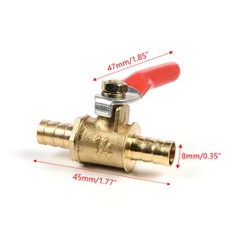 Brass Ball Valve 8mm Shut Off Valve Barbed Hose Pipe Joiner Faucet Connector Adapter for Water Gas Oil (Pack of 1)