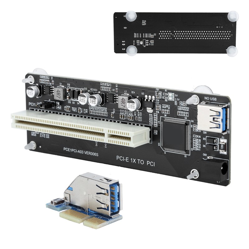 PCIE to Dual PCI Adapter Resin Riser Expansion Card with