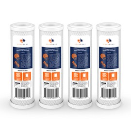 Aquaboon 5 Micron 10 x 2.5 Carbon Block Water Filter Cartridge CTO Whole House Water Filter Replacement Compatible with WHKF-WHWC, FXWTC, 4-PACK