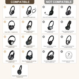 Premium Replacement Ear-Pads Cushions for Bose QuietComfort 25 35 35II 15 2 (QC-25 QC-35 QC-35II QC-15 QC-2) SoundLink/SoundTrue Around-Ear II AE2 Headphones
